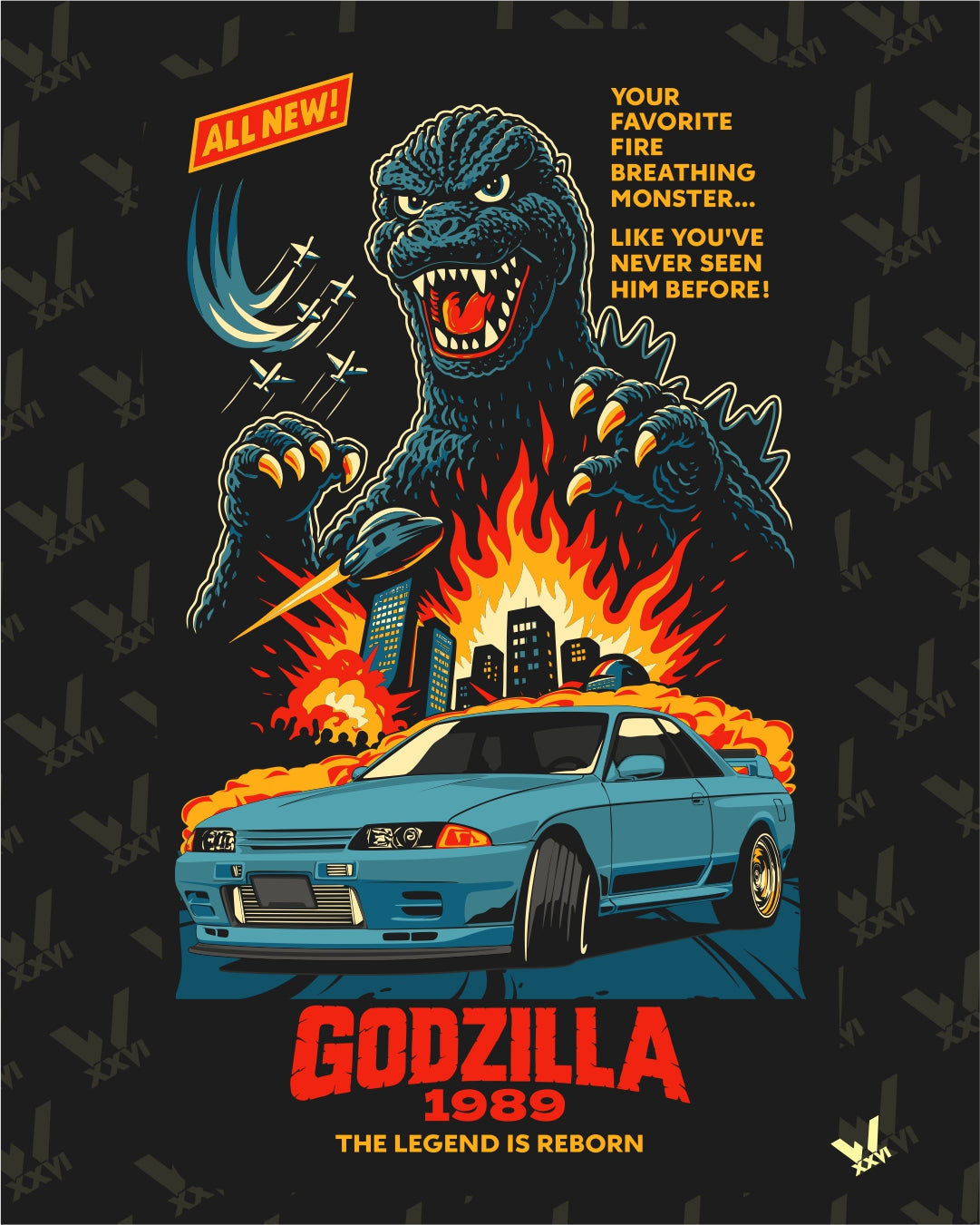 NISSAN GTR R32 GODZILLA – JDM Digital Artwork (PNG + Vector Download ...